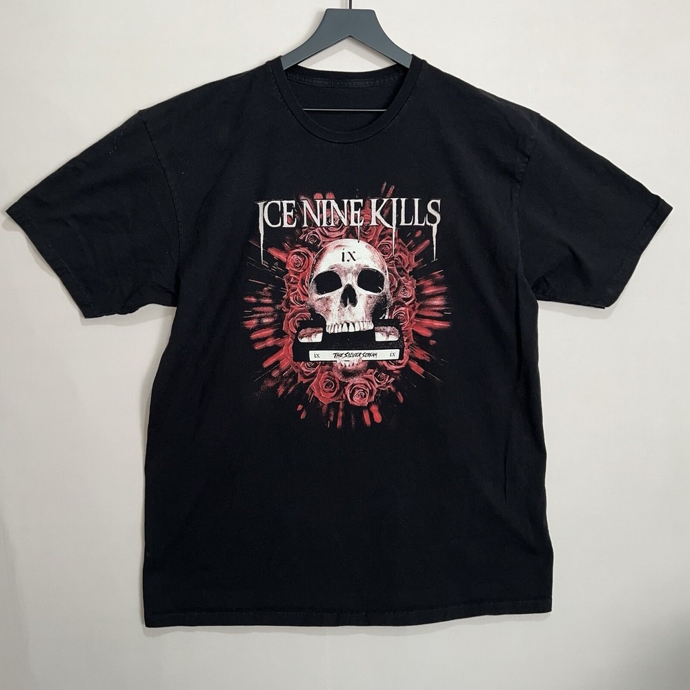 Official Ice Nine Kills INK Tour Merch XL T-Shirt The Silver Scream Skull VHS - Picture 2 of 9